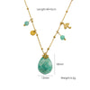 Women's Stainless Steel And Natural Stone Geometric Water Drop Pendant Necklace Set With Gemstones