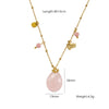 Women's Stainless Steel And Natural Stone Geometric Water Drop Pendant Necklace Set With Gemstones