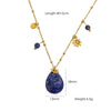 Women's Stainless Steel And Natural Stone Geometric Water Drop Pendant Necklace Set With Gemstones