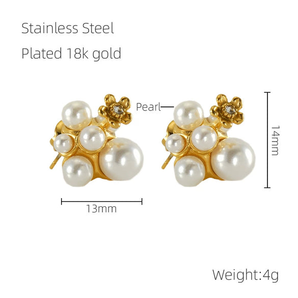 Women's Stainless Steel And Pearl Earrings With Irregular Light Luxury Design