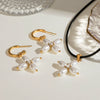 Women's Stainless Steel And Pearl Geometric Cshaped And Crossshaped Electroplated Earrings And Necklace