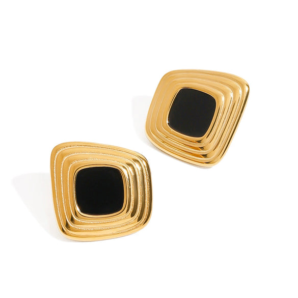 Women's Stainless Steel And Resin Geometric Earrings With Electroplating Light Luxury Style