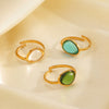 Women's Stainless Steel And Resin Geometric Oval Ring With Electroplating