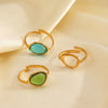 Women's Stainless Steel And Resin Geometric Oval Ring With Electroplating