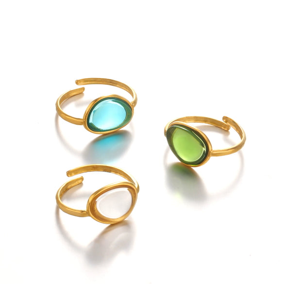 Women's Stainless Steel And Resin Geometric Oval Ring With Electroplating