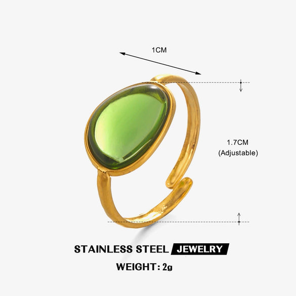 Women's Stainless Steel And Resin Geometric Oval Ring With Electroplating