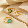 Women's Stainless Steel And Resin Geometric Oval Ring With Electroplating