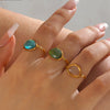 Women's Stainless Steel And Resin Geometric Oval Ring With Electroplating