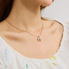 Women's Stainless Steel And Titanium Steel Bow Inlaid Zircon Pendant Necklace With Electroplating