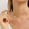 Women's Stainless Steel And Titanium Steel Bow White Zircon Pendant Necklace With Electroplating