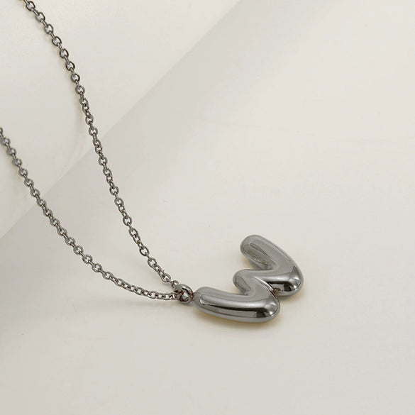 Women's 316L Stainless Steel And 316L Stainless Steel Chubby Bubble Letter Pendant Necklace With Electroplating
