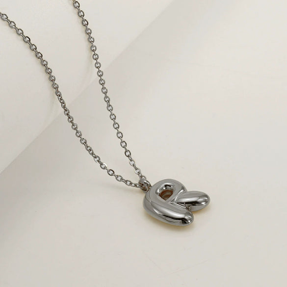 Women's 316L Stainless Steel And 316L Stainless Steel Chubby Bubble Letter Pendant Necklace With Electroplating
