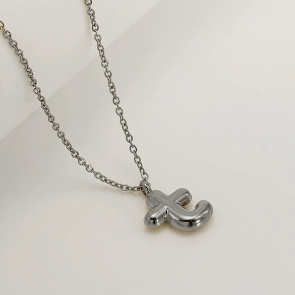 Women's 316L Stainless Steel And 316L Stainless Steel Chubby Bubble Letter Pendant Necklace With Electroplating