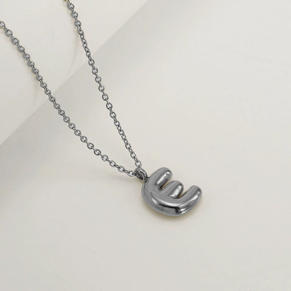 Women's 316L Stainless Steel And 316L Stainless Steel Chubby Bubble Letter Pendant Necklace With Electroplating