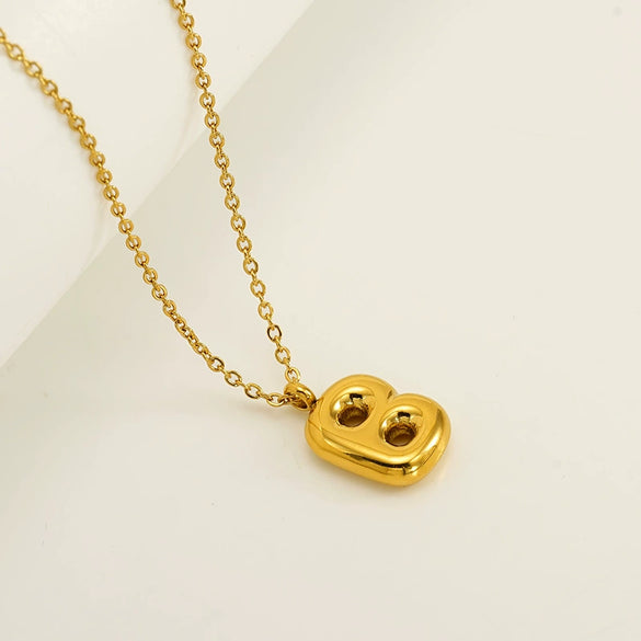 Women's 316L Stainless Steel And 316L Stainless Steel Chubby Bubble Letter Pendant Necklace With Electroplating