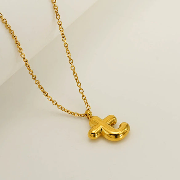 Women's 316L Stainless Steel And 316L Stainless Steel Chubby Bubble Letter Pendant Necklace With Electroplating