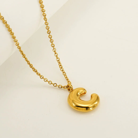 Women's 316L Stainless Steel And 316L Stainless Steel Chubby Bubble Letter Pendant Necklace With Electroplating