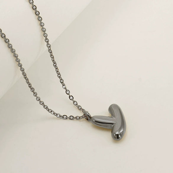 Women's 316L Stainless Steel And 316L Stainless Steel Chubby Bubble Letter Pendant Necklace With Electroplating