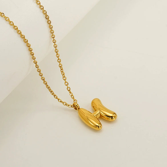 Women's 316L Stainless Steel And 316L Stainless Steel Chubby Bubble Letter Pendant Necklace With Electroplating