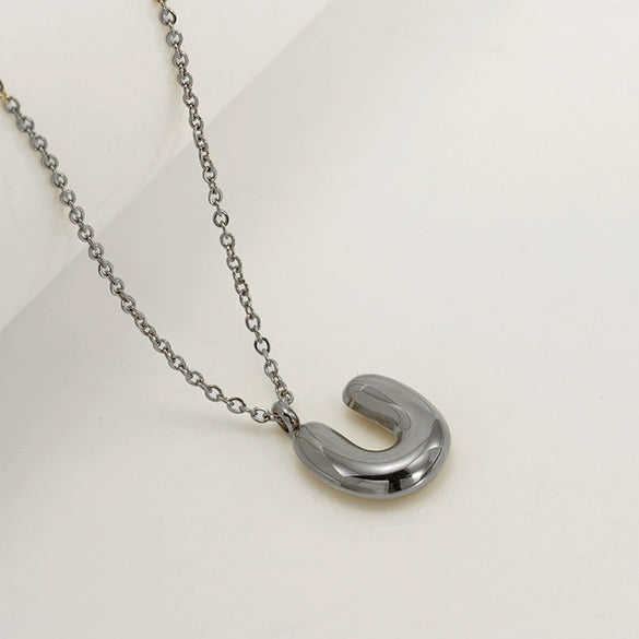 Women's 316L Stainless Steel And 316L Stainless Steel Chubby Bubble Letter Pendant Necklace With Electroplating