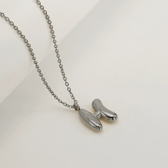 Women's 316L Stainless Steel And 316L Stainless Steel Chubby Bubble Letter Pendant Necklace With Electroplating