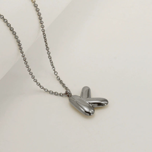 Women's 316L Stainless Steel And 316L Stainless Steel Chubby Bubble Letter Pendant Necklace With Electroplating