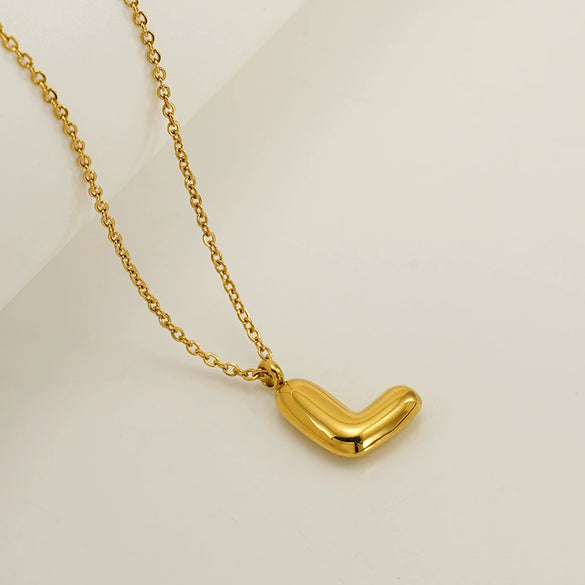 Women's 316L Stainless Steel And 316L Stainless Steel Chubby Bubble Letter Pendant Necklace With Electroplating