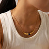 Women's Stainless Steel And Titanium Steel Crescentshaped Pendant Necklace With Hammer Pattern And Electroplating Treatment