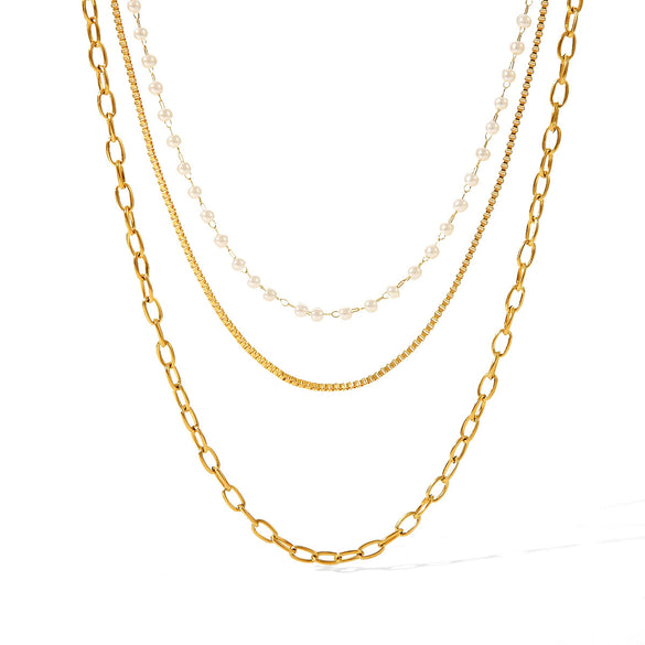 Women's Stainless Steel And Titanium Steel Cross Chain Necklace With Geometric Pattern And Electroplating