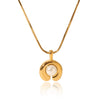 Women's Stainless Steel And Titanium Steel Cshaped Pendant Necklace Inlaid With Pearl Geometric Style Electroplated