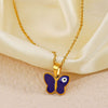 Women's Stainless Steel And Titanium Steel Devil's Eye Butterfly Necklace With Oil Dripping Design And Electroplating Process