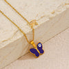 Women's Stainless Steel And Titanium Steel Devil's Eye Butterfly Necklace With Oil Dripping Design And Electroplating Process