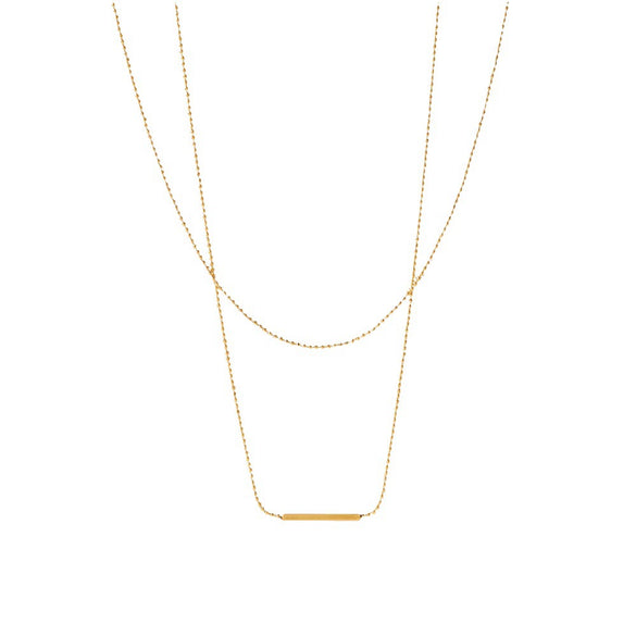 Women's Stainless Steel And Titanium Steel Double T Bar Stick Necklace With Geometric Pattern And Electroplating Design