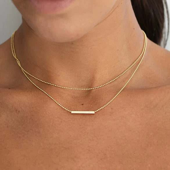 Women's Stainless Steel And Titanium Steel Double T Bar Stick Necklace With Geometric Pattern And Electroplating Design