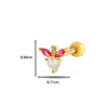 Women's Stainless Steel And Titanium Steel Ear Studs With Color Zircon Flower Planet Moon Design And Geometric Pattern Electroplated