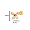 Women's Stainless Steel And Titanium Steel Ear Studs With Color Zircon Flower Planet Moon Design And Geometric Pattern Electroplated
