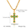Women's Stainless Steel And Titanium Steel Figaro Chain Inlaid Zircon Geometric Cross Pendant Necklace