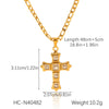 Women's Stainless Steel And Titanium Steel Figaro Chain Inlaid Zircon Geometric Cross Pendant Necklace