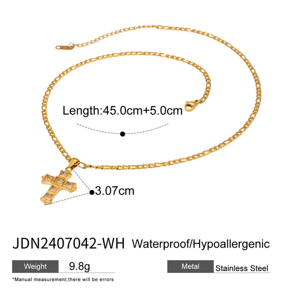 Women's Stainless Steel And Titanium Steel Geometric Cross Pendant Necklace With Electroplating