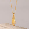 Women's Stainless Steel And Titanium Steel Geometric Hand Pendant Necklace With Electroplating And White Zircon