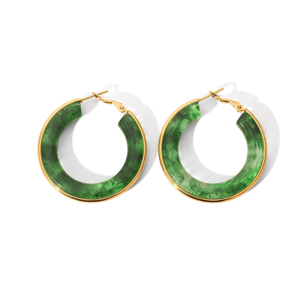 Women's Stainless Steel And Titanium Steel Geometric Hoop Earrings With Electroplating And Vacuum Plating Craft