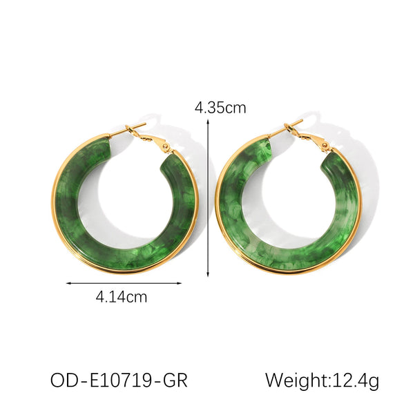 Women's Stainless Steel And Titanium Steel Geometric Hoop Earrings With Electroplating And Vacuum Plating Craft