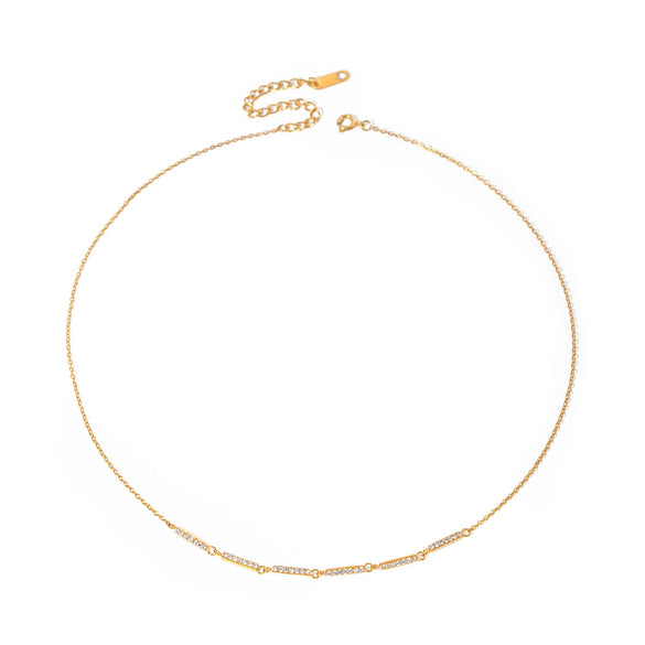 Women's Stainless Steel And Titanium Steel Geometric Inlaid Rhinestone Necklace Jewelry Electroplating