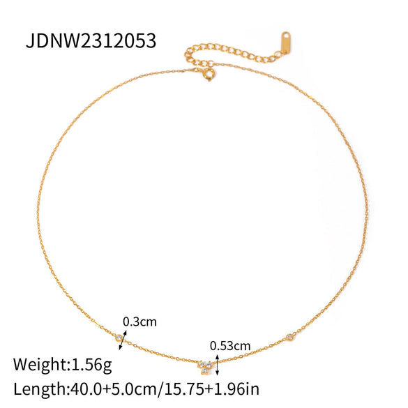 Women's Stainless Steel And Titanium Steel Geometric Inlaid Rhinestone Necklace Jewelry Electroplating