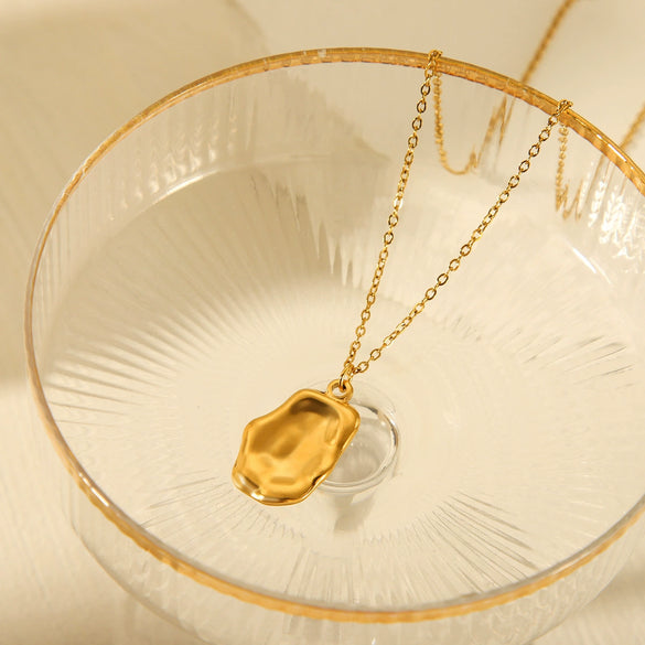 Women's Stainless Steel And Titanium Steel Geometric Irregular Pendant Necklace With Electroplating
