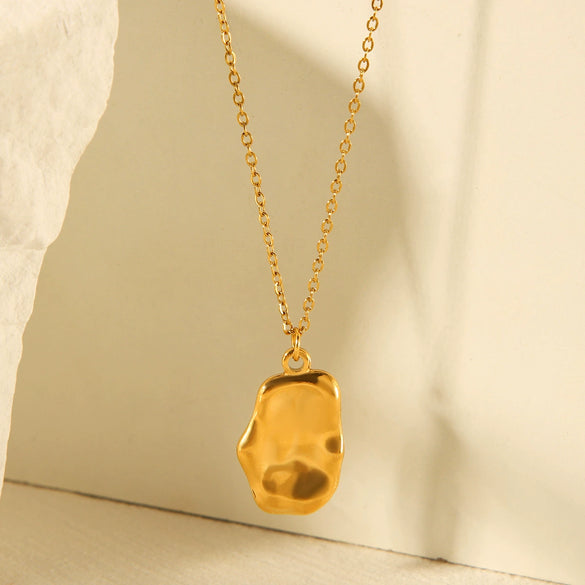 Women's Stainless Steel And Titanium Steel Geometric Irregular Pendant Necklace With Electroplating