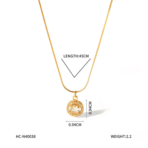 Women's Stainless Steel And Titanium Steel Geometric Love Pendant Necklace With Diamond Design