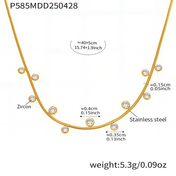 Women's 316L Stainless Steel And 316L Stainless Steel Geometric Pattern Electroplated Round Bead Zircon Stacked Four Leaf Flower Clavicle Necklace