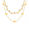 Women's 316L Stainless Steel And 316L Stainless Steel Geometric Pattern Electroplated Round Bead Zircon Stacked Four Leaf Flower Clavicle Necklace