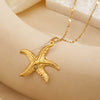 Women's Stainless Steel And Titanium Steel Geometric Starfish Clavicle Chain Necklace With Electroplating